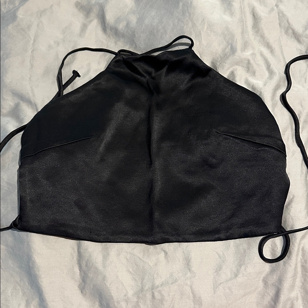 Zara Black String Open Back Crop Top + gift